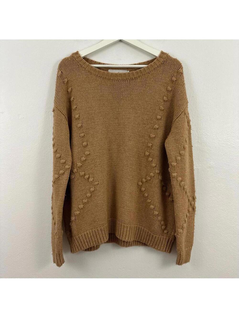 One Grey Day Women’s Brown Long Sleeve Bobble Sweater Size S